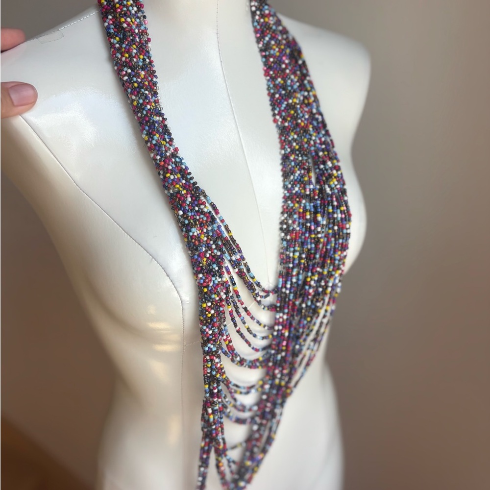 Tiered boho Multicolor Beaded Necklace